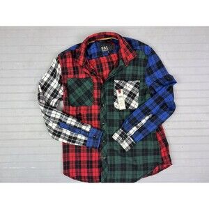DRL Essentials Size M Womens Plaid Shirt Multi Color Long Sleeve Button Up